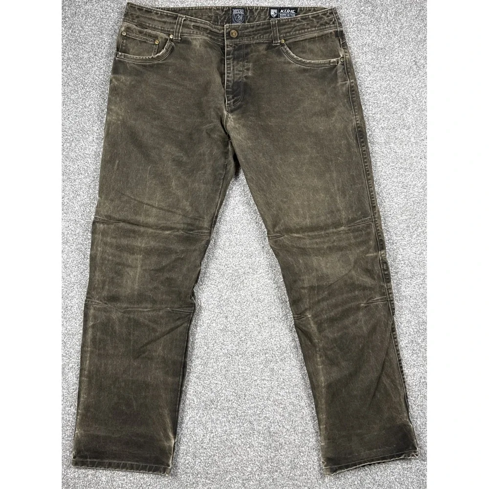 KUHL RYDR Vintage Patina Dye Pants Men's 38x32 Brown Outdoor Hiking Canvas